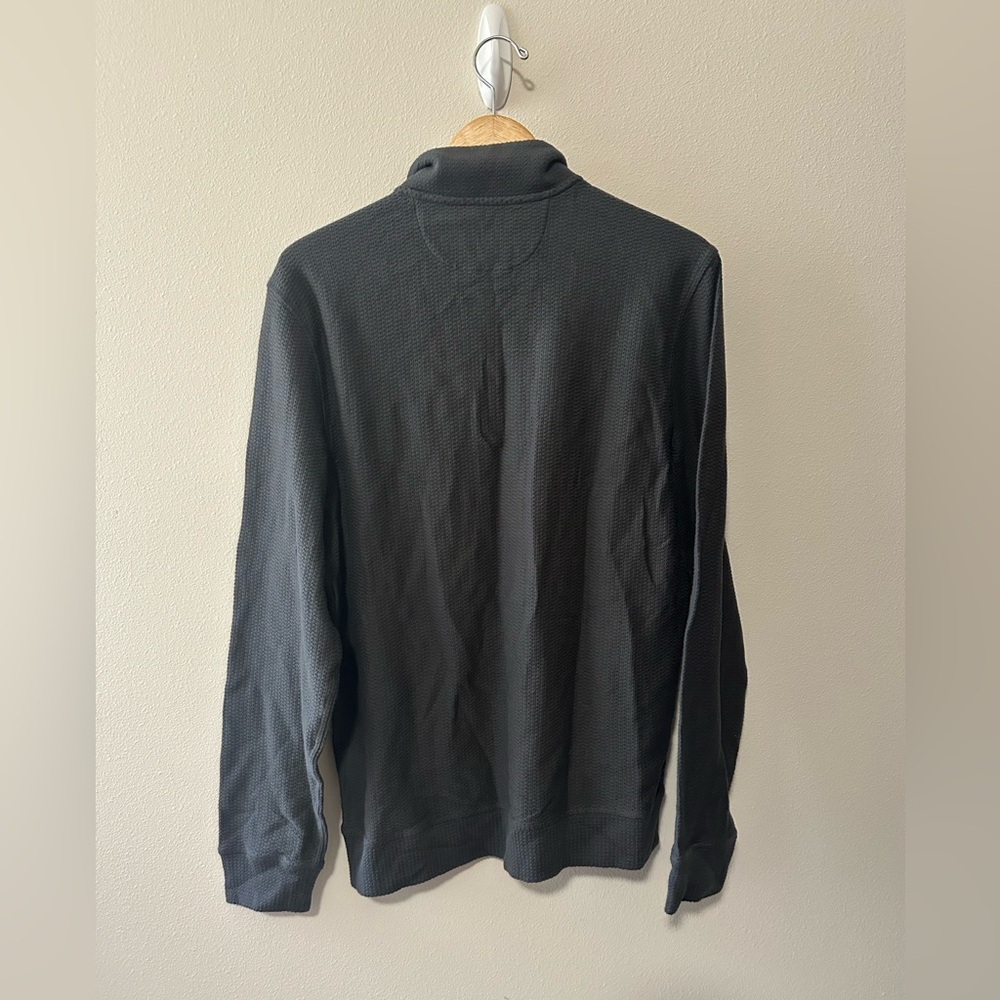 Men’s FAHERTY Textured Knit Quarter Zip - Mountain Coal size large NWOT - Picture 3 of 8
